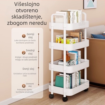 Četveroslojni mobilni stalak za pohranu s okretnim kotačićima