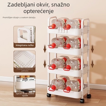 Četveroslojni mobilni stalak za pohranu s okretnim kotačićima