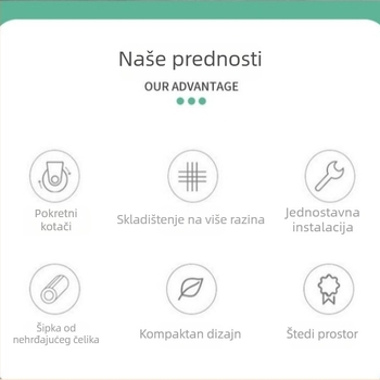 Podni stalak za skladištenje s 3 etaže i malom kolicom za praktičnu organizaciju u dnevnom boravku, kupaonici i uskim prostorima