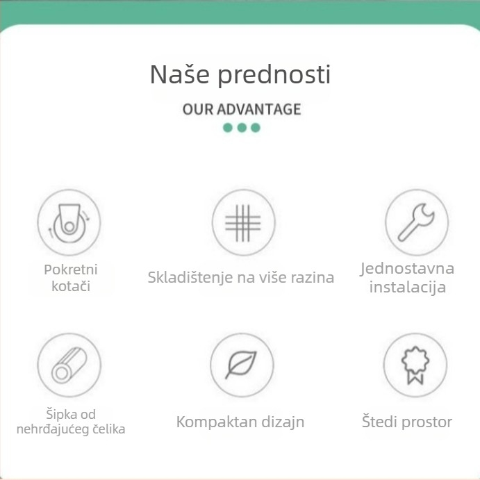 Podni stalak za skladištenje s 3 etaže i malom kolicom za praktičnu organizaciju u dnevnom boravku, kupaonici i uskim prostorima