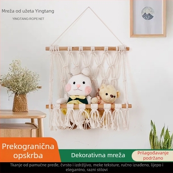Nordijski zidni mrežasti organizator za pohranu, pleteni od pamukovog užeta, dekorativni ulazni organizator
