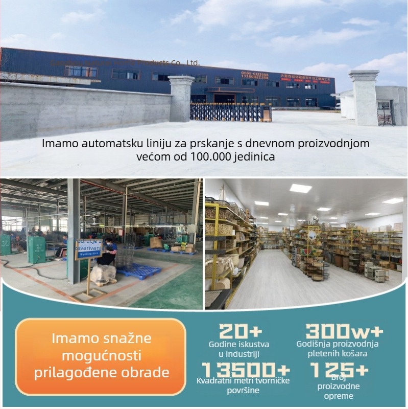 Ručni pleteni koš za piknik i skladišna košara za kruh, voće i povrće