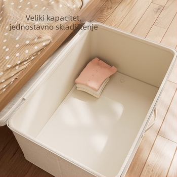 Kutija za skladištenje od pamuka i lana sa poklopcem za odjeću i pokrivače, sklopivi organizator garderobe