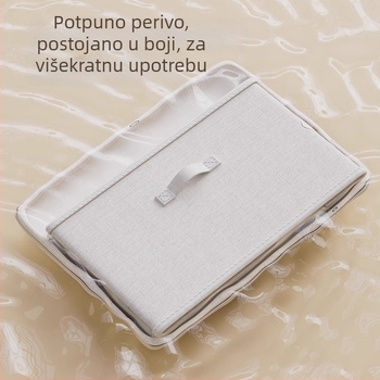 Kutija za skladištenje od pamuka i lana sa poklopcem za odjeću i pokrivače, sklopivi organizator garderobe