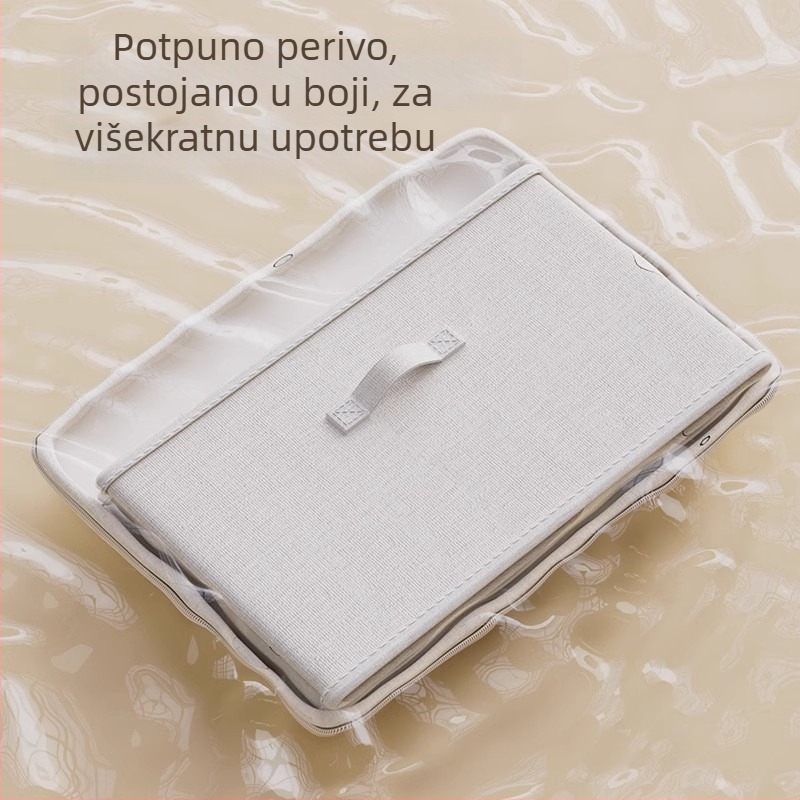 Kutija za skladištenje od pamuka i lana sa poklopcem za odjeću i pokrivače, sklopivi organizator garderobe