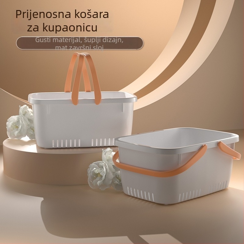 Zidni koš za kupaonicu s ručkom za pohranu kozmetike i sitnica, s prorezanim dizajnom