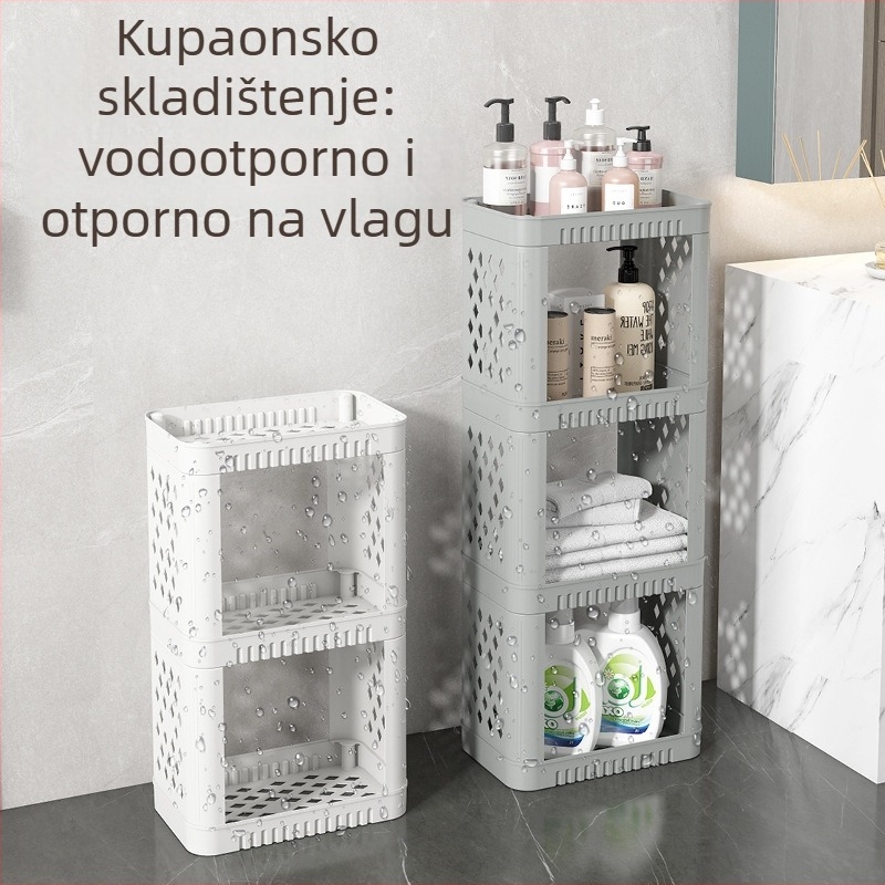Pokretni voznić za grickice i skladištenje, višeslojnim stojalom, podni stalak s kotačićima, za kuhinju, kupaonicu i spavaću sobu