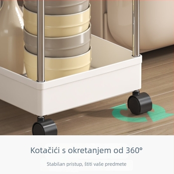 Mobilni četveroetažni rega za pohranu u kuhinji, kupaonici i spavaćoj sobi – plastični, modernog otvorenog dizajna