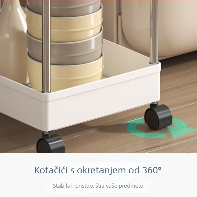 Mobilni četveroetažni rega za pohranu u kuhinji, kupaonici i spavaćoj sobi – plastični, modernog otvorenog dizajna