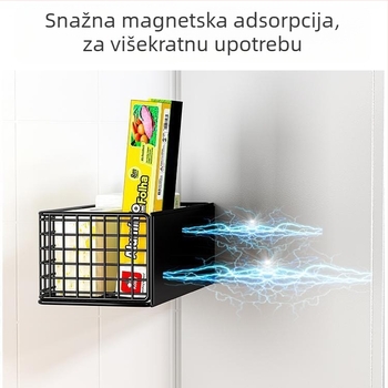 Kuhinjski magnetski zidni spremnik za pohranu s držačem za papirnate ubruse i policom za začine