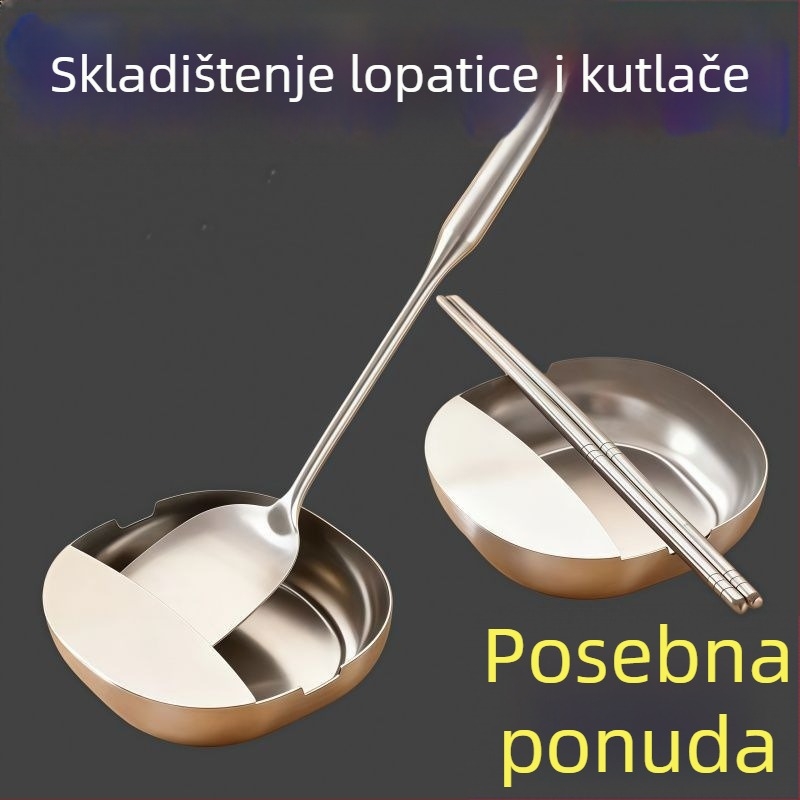 Stalak od nehrđajućeg čelika za žlice, držač poklopaca i špatula, otporan na visoke temperature, za kuhinjski radni stol