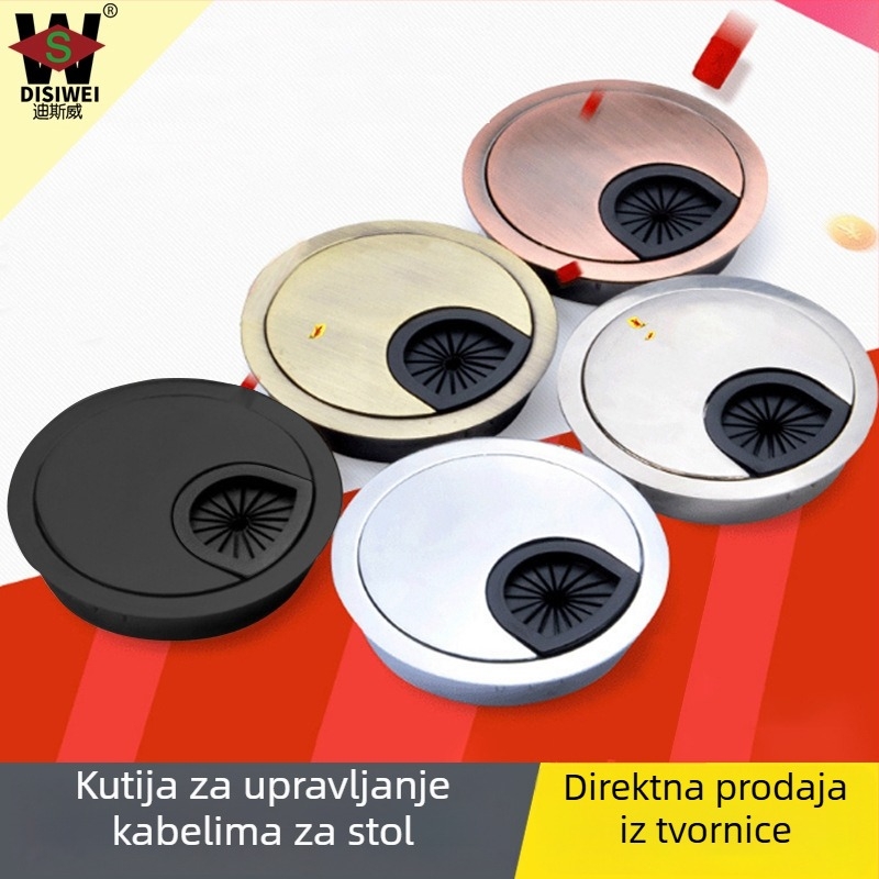 Kružni poklopac otvora za kabel za stol – dekorativni kružni poklopac za otvore promjera 35/50/53/60/80 mm, cinkova legura, elektroplatirano