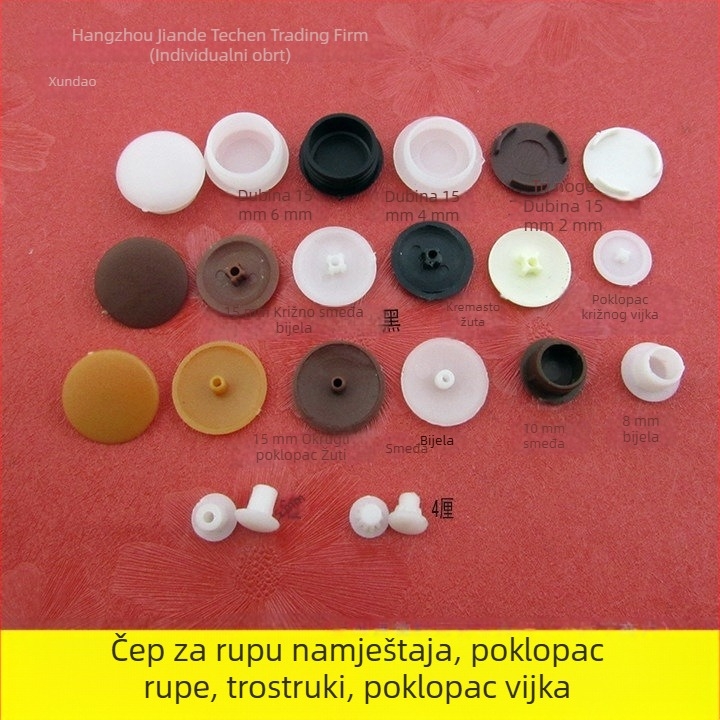Dekorativni poklopac za rupe u namještaju, tri u jednom, dekorativni poklopac za Phillips vijke promjera 4 mm i 15 mm