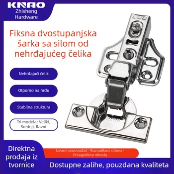 304 nehrđajući čelik, čvrsta dvostupanjska šarka za vrata, s hidrauličnim tlomom za ploče vrata debljine 15–21 mm, otporna na habanje i oštećenja, veliki zavoj
