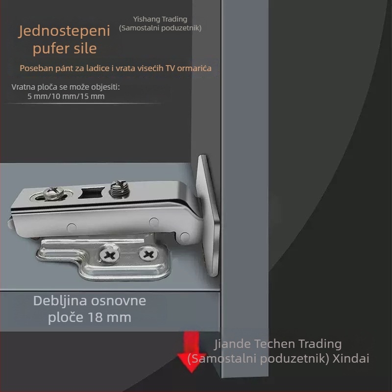 Televizijski ormar s preklopnim vratima, produženje vrata 1 cm, dimenzije 7/10/24 mm, potpuno pokriveni dvostrani paneli, 25 mm šarke s mekim zatvaranjem