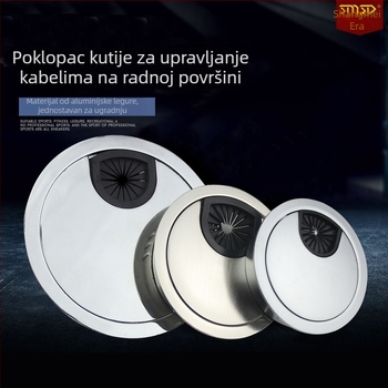 Kutija za provlačenje kablova na radnom stolu od cinkovog legura, višenamjenska kutija za kabelske žice s kružnim otvorom