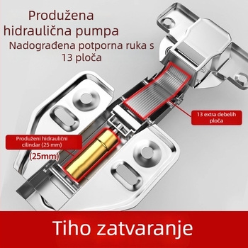Šarka od nehrđajućeg čelika 304, debljine 2,0 mm, za vrata ormara i garderobe, s hidrauličkim amortizerom, model ZH-699