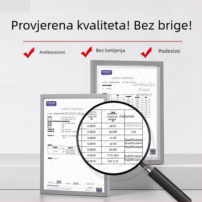 Šarka od nehrđajućeg čelika 304, debljine 2,0 mm, za vrata ormara i garderobe, s hidrauličkim amortizerom, model ZH-699
