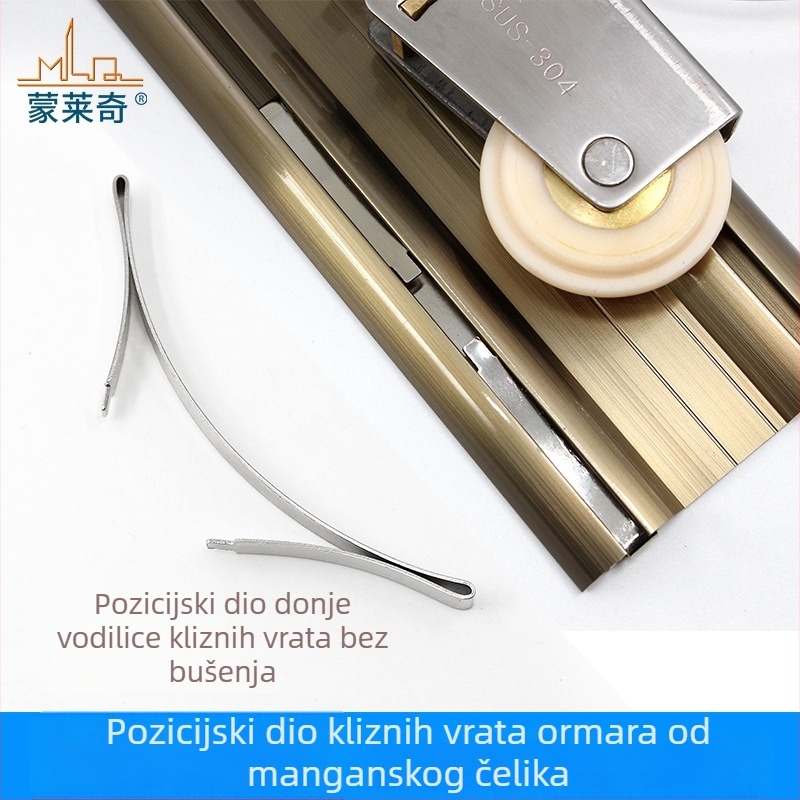 Donji dio pozicioniranja donje šine za klizna vrata od titanijskog legura, limitator šine ormara s tlumičem