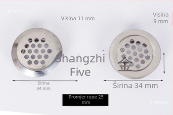 Nehrđajući čelični otvori za ventilaciju za garderobe, namještaj i ormariće za cipele, prozračni mrežasti poklopci, otvori za disipaciju topline 25 mm