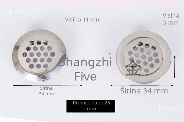 Nehrđajući čelični otvori za ventilaciju za garderobe, namještaj i ormariće za cipele, prozračni mrežasti poklopci, otvori za disipaciju topline 25 mm