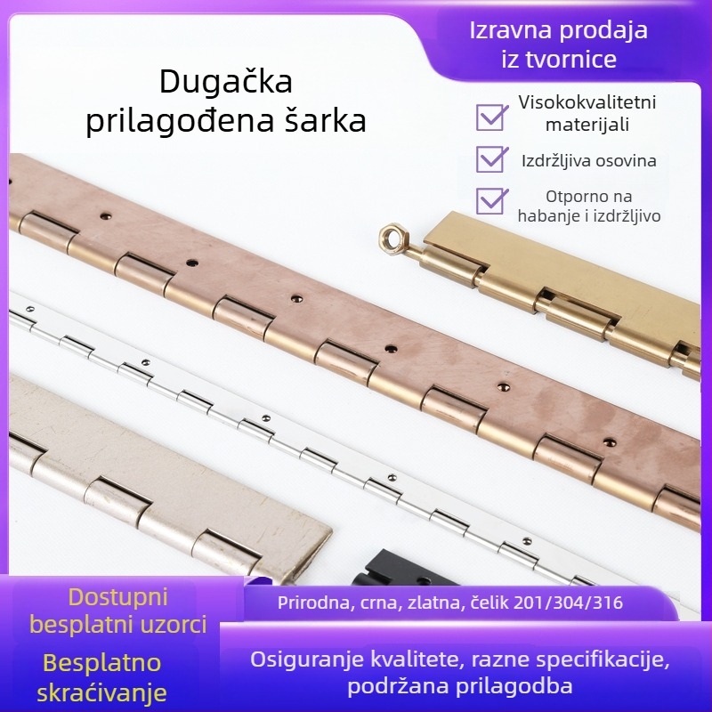 Leptir šarniri od nehrđajućeg čelika, dugi ravni ormarski šarniri, montaža bez bušenja