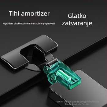 Šarnir s amortizerom, trostupanjski s nultim kutem, grafitno-siva boja, za vrata ormara i garderobe, pogodan za debele i tanke ploče
