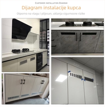 Poklop za ventilaciju ormarića od aluminijske legure s pravokutnim dišnim otvorima, dekorativna mreža za ormariće i ormariće za cipele