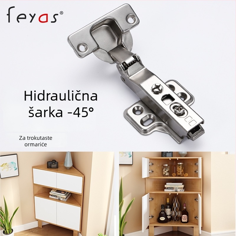 7-uglata šarka za vrata s postavkama 5°, 5°, 65° i 8°; posebna šarka s kratkim krakom