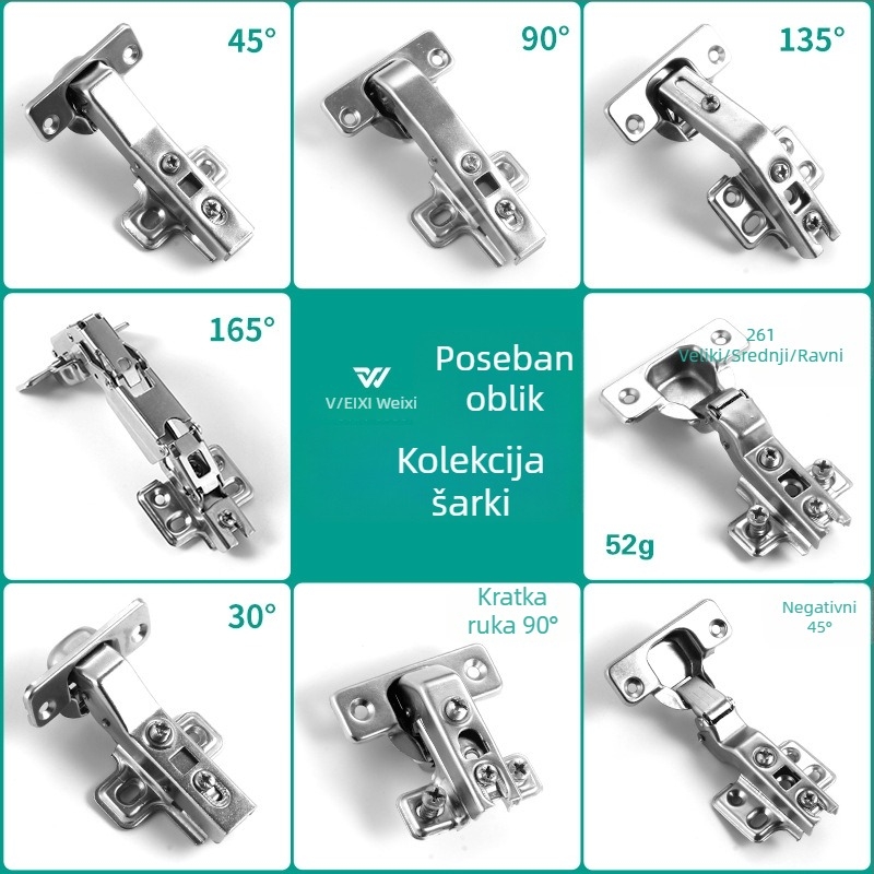 Hidraulični šarki s amortizerom sa specijalnim kutovima 30°, 45°, -45°, 90°, 135°, 165°
