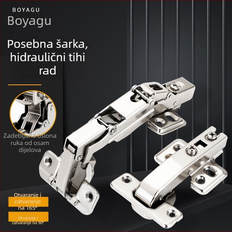 Kutne šarke ormara s amortizerom, 90°, 135° i 165° kutovi, poseban oblik, tih rad