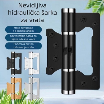 Skrivena šarka za vrata s hidrauličkim amortizerom, skrivenom oprugom, automatskim zatvaranjem uz zatvarač za vrata i pozicionirajućom šarkom