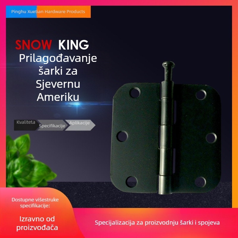 Panta za drvena vrata, američkog stila, dimenzije 3.5×3.5×2.2 inča, mat crna, od željeza