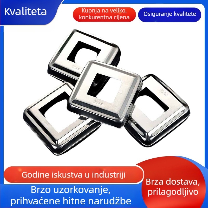 Prilagođeni kvadratni dekorativni poklopci od 304 nehrđajućeg čelika za stubišne ograde, kvadratne cijevi, poklopce za vijakove i otvore stupova