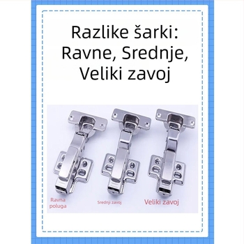 Panti od nehrđajućeg čelika za vrata ormara s hidraulickim tlomom, veliki zavoj i srednji zavoj, 1.0