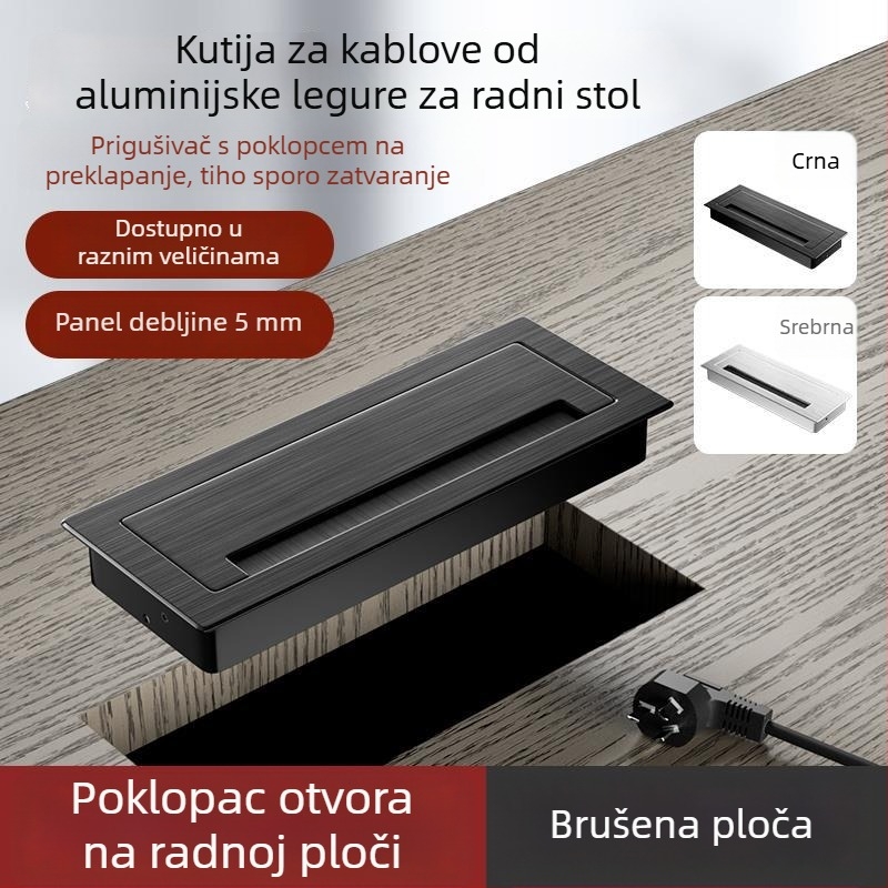 Kryt za kabelski otvor od aluminijske legure za pravokutni stol i TV ormarić