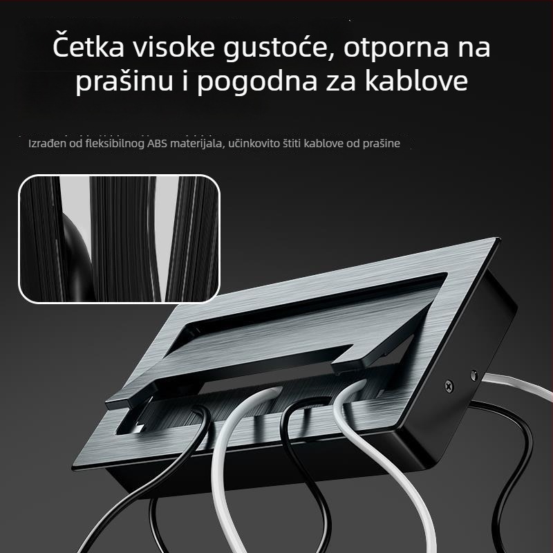 Kryt za kabelski otvor od aluminijske legure za pravokutni stol i TV ormarić