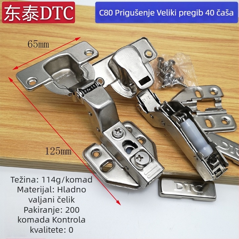 Dongtai DTCC80 visokokvalitetni šarka za ormare, za bočne ploče od 25 mm, promjer čašice 40 mm, polovično preklapanje
