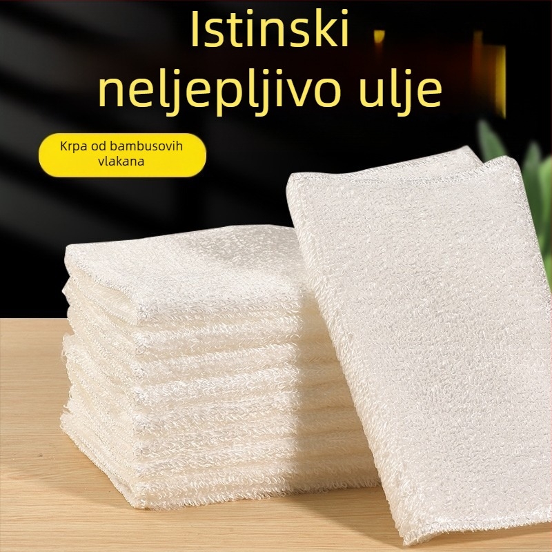 Krpa za suđe od bambusovih vlakana – kuhinjska upotreba, lako se čisti, bez dlačica, upija ulje i vodu.