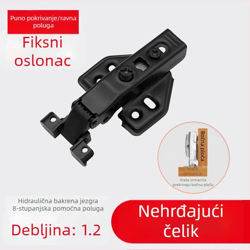 Šarke za staklena vrata ormarića s aluminijskim okvirom, hidraulično usporavanje, uski rub, tihi rad