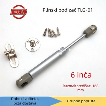 Kratka plinska opruga za vrata ormarića, 6 inča, uski aluminijski okvir vrata, teleskopska potporna šipka