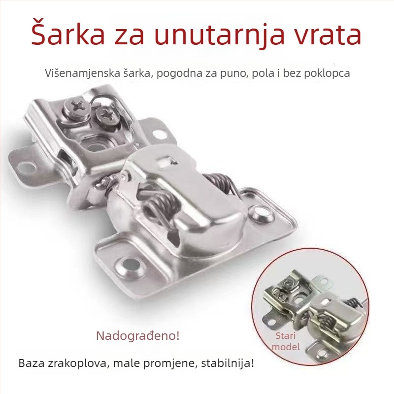 Šarke ormarića u američkom stilu s amortizerom i trodimenzionalnim podešavanjem za vrata koja se otvaraju prema unutra