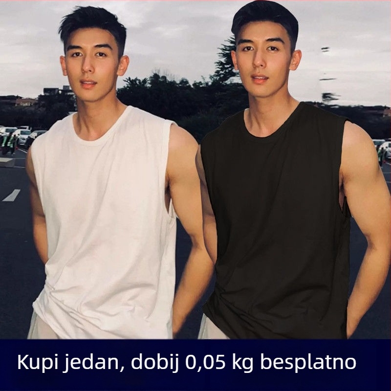 Muški bezruk tank top za sport i fitness - okrugli izrez