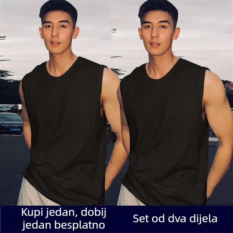 Muški bezruk tank top za sport i fitness - okrugli izrez