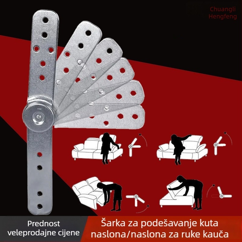 Okrugle namještajne šarke za kauč, s podesivim kutom, podrška za glavu, leđa i naslone za ruke, željezo, elektroplatiranje.