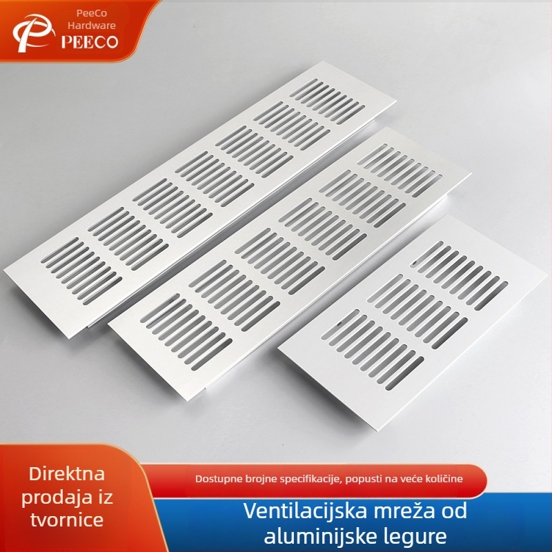 Prozračna mreža od aluminijske legure za vrata ormara, pravokutna rešetka za odvod topline i ventilaciju garderoba i ormara za cipele