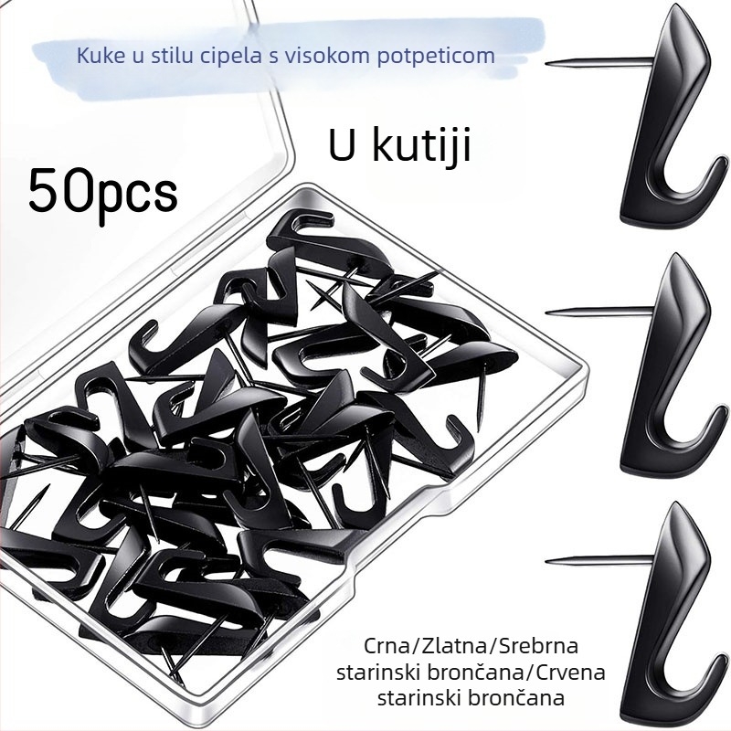 50 komada metalnih pinova s dizajnom visoke pete, u kutiji za zidnu dekoraciju i za vješanje fotografija