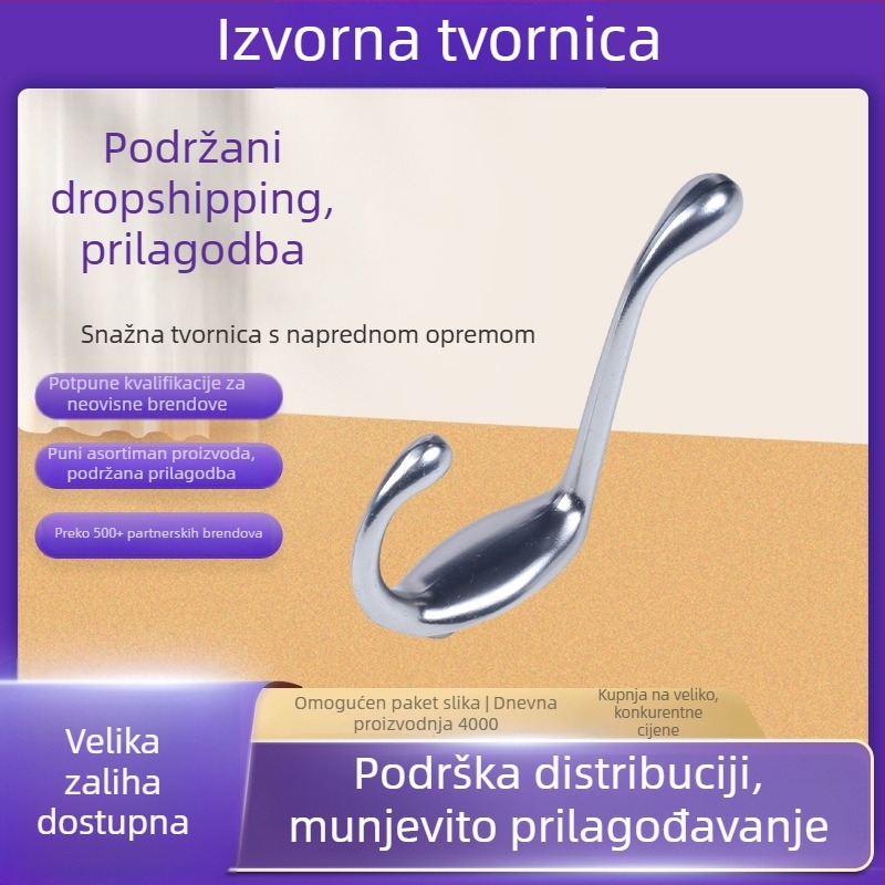 Kuka od cinkovog legura, metalna jednostruka kuka za vrata, kupaonica