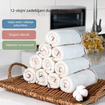12-slojna krpa za suđe od pamuka, otporna na ulje, upija, bez dlačica, s tiskanim uzorkom