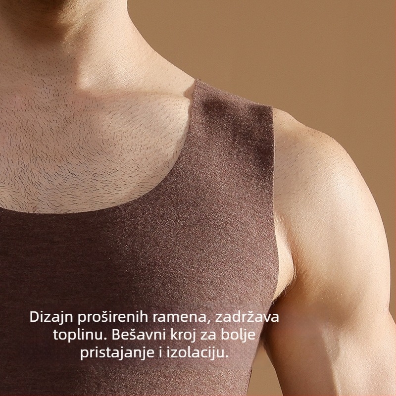 Muška termalna vesta od vune i svile, s baršunastom podstavom, dvostruki sloj, za jesen i zimu